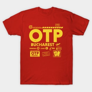 Vintage Bucharest OTP Airport Code Travel Day Retro Travel Tag Romania T-Shirt